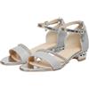 Generic Sandali eleganti da donna con tacco basso nero e oro scintillante punta aperta scarpe per sera festa matrimonio ballo, Argento, 38 EU