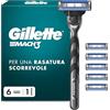 Gillette Mach3 Regolabarba Uomo, Lame Rasoio a Mano Libera, 1 Manico e 6 Lamette da Barba da 3 Lame, Facile Risciacquo, con Gel Lubrificante, Fino a 15 Rasature con 1 Testina, Gillette Mach 3