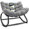 KESSER® Sedia a dondolo XXL per esterni, ergonomica, con imbottitura, per interni ed esterni, poltrona relax da giardino, balcone, resistente alle intemperie, confortevole, antiscivolo, fino a 150 kg