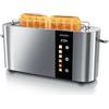 Arendo - Tostapane in acciaio inox con 2 fette a fessura lunga - Touch screen - alloggiamento a doppia parete - Inserto per panino integrato - 6 gradi di doratura - centraggio del pane