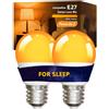 Lamptobe Lampadina LED E27 1800K, Luce Calda Ambrata con Filtro Anti-Luce Blu, Lampadina Dimmabile 5W (Equivalente a 40-50W) per Camera da Letto & Bebè, Confezione da 2