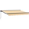 LKJephalotrop Tenda da sole con braccio articolato, 3,5 x 2 m, regolabile manualmente ed elettricamente, colore giallo e bianco, con manovella, robusta, per terrazza, balcone e giardino