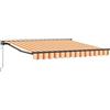 LKJephalotrop Tenda da sole con braccio articolato, 350 x 250 cm, con manovella e telecomando, multicolore, telaio a semicassetta, in alluminio e acciaio, per terrazza, giardino e balcone