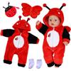 Xerteam Vestiti per bambole da 35-45 cm, tuta con ali di coccinella, portafoglio coccinella, calzini bianchi, accessori per bambole con simpatici animali, regalo per bambini