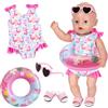 Orizizhic Costume da bagno per bambini con fenicottero, 43 cm, set da 4 pezzi, compatibile con bambole da nuoto da 36-43 cm, abbigliamento estivo per bambole con 1 costume da bagno con fenicottero, scarpe da