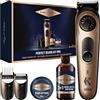 King C. Gillette Trimmer Elettrico per Barba Pro per Uomini, Set Barba Uomo Regalo, Regolabarba, Regolatore con Ruota di Precisione 40 Lunghezze+mini Size Beard Wash 60 Ml+mini Size Beard Balm 25 Ml
