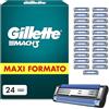 Gillette Mach3 Base 24 Lamette di Ricambio per Rasoio Barba Mach 3, con Striscia Lubrificante per una Scorrevolezza Fluida , Lamette, Rasoio Barba Manuale
