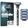Gillette Mach 3 Rasoio Barba Manuale, 5 Lamette Uomo, Multicolore