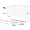 YISH 45W Caricatore USB C Caricabatterie Rapido GaN - Alimentatore USB C Presa Carica Batterie Cellulare PPS Compatibile con Samsung S26 S25 S24 iPhone 17 16 15 Spina Type C Adattatore, 60W Cavo 1M