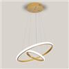 Goeco Lampadario LED Moderno ad 2 Anelli Oro, Lampada a Sospensione 32W
