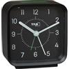TFA Dostmann Sveglia senza ticchettio, analogica, modello 60.1044, con movimento a scorrimento, sveglia, facile da leggere, da comodino, moderna, con luce, funzione snooze, nero-verde