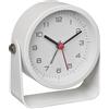 TFA Dostmann Sveglia analogica dal design moderno, 60.1042.02, DESIGN, sveglia da comodino con retroilluminazione, in metallo, alta qualità, orologio da tavolo, bianco