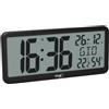 TFA Dostmann Orologio da parete moderno, 60.4525.01, digitale, radicontrollato, grande, con temperatura ambiente, data e giorno della settimana (anche in italiano), da cucina, ufficio, soggiorno, nero