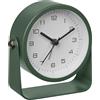 TFA Dostmann Sveglia analogica da comodino, Design, 60.1042.04, senza ticchettio, extra silenziosa, in metallo, con retroilluminazione, adatta anche come orologio da tavolo, verde