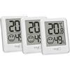 TFA Dostmann Mini termometro digitale interno, set da 3 pezzi, 30.5060.02.03, termometro ambiente, igrometro, misura umidità, temperatura, per il controllo del clima interno, batteria inclusa, bianco