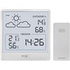 TFA Dostmann Stazione meteo con sensore esterno, 35.1176.02, wireless per interni ed esterni, temperatura e umidità, previsioni meteo con pressione e simboli, digitale, display grande, bianco