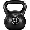 Yaheetech Kettlebell da 20 kg per Sport Fitness Palestra in HDPE e Cemento con Maniglia Ergonomica Antiscivolo Attrezzo Sportivo da Costruzione Muscolare e Allenamento di Forza Nero
