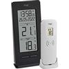 TFA Dostmann Termometro Wireless per Interni ed Esterni 30.3072.01.90, con sensore esterno, Orologio e Data, Funzione Max-Min, Senza Fili, Nero