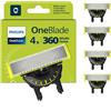 Philips Genuine OneBlade 360 Lame di ricambio, per rasoio e tagliacapelli elettrici OneBlade, confezione 4, modello QP440/50