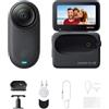 Insta360 GO 3S Nero Notte Pack Action (128GB) - Cam 4K per vlogging, POV a mani libere, montaggio magnetico, stabilizzazione, 140 minuti di autonomia, impermeabilità fino a 10 m, editing IA