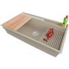 PRIMAGRAN Lavello da Cucina al Mobile 90cm + Kit di scarico, 88x53cm | Set: Kit di scarico (sifone, piletta, troppopieno) + Lavandino in Granito a 1 Vasca - Oslo 90 Pocket, Beige