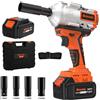 Bravolu Avvitatore ad Impulsi, 21V Brushless 1000Nm Avvitatori a Massa Battente 3800 IPM, 4,0Ah Batteria, Mandrino 13mm (1/2), 4 x Chiavi A Bussola