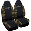 Rebeca Shop® Coprisedili Auto Compatibili per Smart | Made in Italy | Set Copri-sedile Anteriori Coppia (w453 - Terza Serie, Nero/Mimetico Verde)