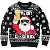 Zanisouta Maglione natalizio da uomo Ugly Christmas Sweater Babbo Natale divertente fiocco di neve cardigan con maglione di Natale morbido maglione di Natale stampa felpa, O nero., M