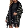 Generic Cardigan Lungo da Donna con Orlo a Frange, Cardigan Lungo in Maglia Cappotto Elegante Cardigan (Black, L)