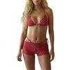 Generisch Bikini a pois, costume da bagno in due pezzi, con abito da spiaggia, costume da bagno estivo, Colore: rosso, S