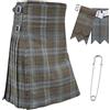 Kilt Mania Kilt da uomo - Tradizionale tartan scozzese 4,5 m, lana acrilica di alta qualità, realizzato a mano con 3 cinturini in pelle, include flash per kilt e spilla da kilt, Orologio nero stagionato, Belly