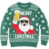 Zanisouta Maglione natalizio da uomo Ugly Christmas Sweater Babbo Natale divertente fiocco di neve cardigan con maglione di Natale morbido maglione di Natale stampa felpa, O verde, XXXL
