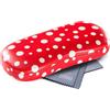 FEFI Custodia rigida per occhiali Polka Dots - con pois decorativi - con panno per la pulizia degli occhiali