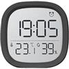 Lancoon Piccola sveglia digitale con termoigrometro, data, temperatura, umidità, design magnetico, da appendere, 12/24 ore, facile da usare, per casa, cucina, scrivania