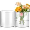 APACALI 2 pezzi vaso cilindrico in vetro, 15 cm di altezza, vaso cilindrico per fiori, vaso in vetro trasparente rotondo, vaso in vetro chiaro, vaso per fiori in vetro per orchidee, rose, tulipani
