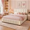 JiaOyu Letto Matrimoniale con Contenitore, Letto Imbottito 140x190 con Illuminazione a LED e vano portaoggetti, Letto con Rete a doghe e testiera Imbottita, Letto per Ragazzi, Senza Materasso