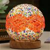 Maimeili Lampada a mosaico Vintage Retro tinto turco marocchino boheme lato letto colore vetro fatto a mano con base in legno USB carica decorazione luce per camera