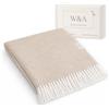 W&A Coperta Estiva 130x170 cm - Telo Divano in Cotone Bouclé, Coperta Leggera per Terrazza, Pique-Nique e Arredo Casa, con Scatola Regalo (Beige)
