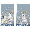 Artoid Mode Blu Kapok ortensia coniglio coniglio strofinacci da cucina, 42 x 65 cm, decorazione primaverile in poliestere, set da 2