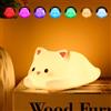 ZKLiLi Lampada Gatto Carino con Luce Notturna, 16 Colori con Tap Control, Silicone Ricaricabile USB per Camera Bambini, Ragazze