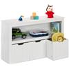 Relaxdays Scaffale per Bambini, 3 Box Portagiochi a Ruote, Mobile Organizer Camera, Libreria, HLP: 60x102x30 cm, Bianco