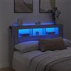 Iiaky Testiera Letto 160 cm Testiera Letto Matrimoniale con LED Testiera con Scomparti Testiera LED in Legno-Grigio sonoma-160 x 103.5 cm