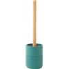 Gedy Thea Scopino Bagno WC, Tazza in Resina Colore Verde e Manico in Bambù Finitura Naturale, Scopino WC con Ciuffo in Setole Nere di Nylon, Misure Scopino Bagno Base Ø 9,5 x H 46,8 cm Portascopino