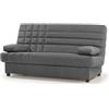 SHIITO - Divano letto a 3 posti con cassone interno - 100 x 193 x 100 cm - Modello Romeo - con apertura Clic-Clac - Include 2 cuscini - Colore grigio scuro