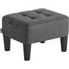 SONGMICS Sgabello Pouf Contenitore, Poggiapiedi in Tessuto Simil Lino, Imbottitura Spessa, Portata Fino a 150 kg, per Soggiorno, Camera da Letto, Ingresso, Grigio Ardesia e Nero Inchiostro LOM502G01