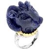 Gemsporium 925 Anello Argento Sterling Avventurina Capra Intagliato Mano Gemma Misura 8