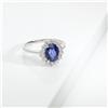 Gioielli di Valenza Anello Lady D in oro bianco 18k con zaffiro blu e diamanti a contorno