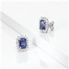 Gioielli di Valenza Orecchini zaffiri blu e diamanti a contorno in oro bianco 18k