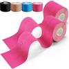 HONYAO Nastro Kinesiologico 2 Rotolo, Kinesio Tape 5cm x 5m, Cerotto Kinesiologico per Ginocchio, Spalla e Gomito, Fisioterapiche Impermeabil Traspiranti, Taping Kinesiologico Rosa