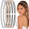Elegaperma 4 cerchietti per capelli dorati, 36 cm, da donna, glitterati, argento